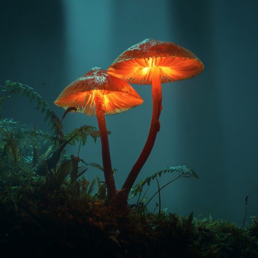 Glödande Svampar och Dimma - Diamantmålning
