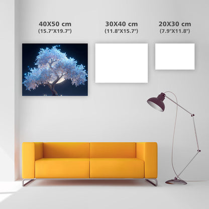 Glödande Silverträd - Diamantmålning