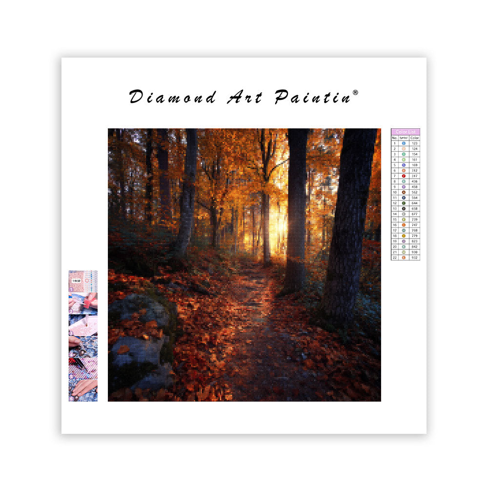 Gyldene Höstskogsstig - Diamantmålning