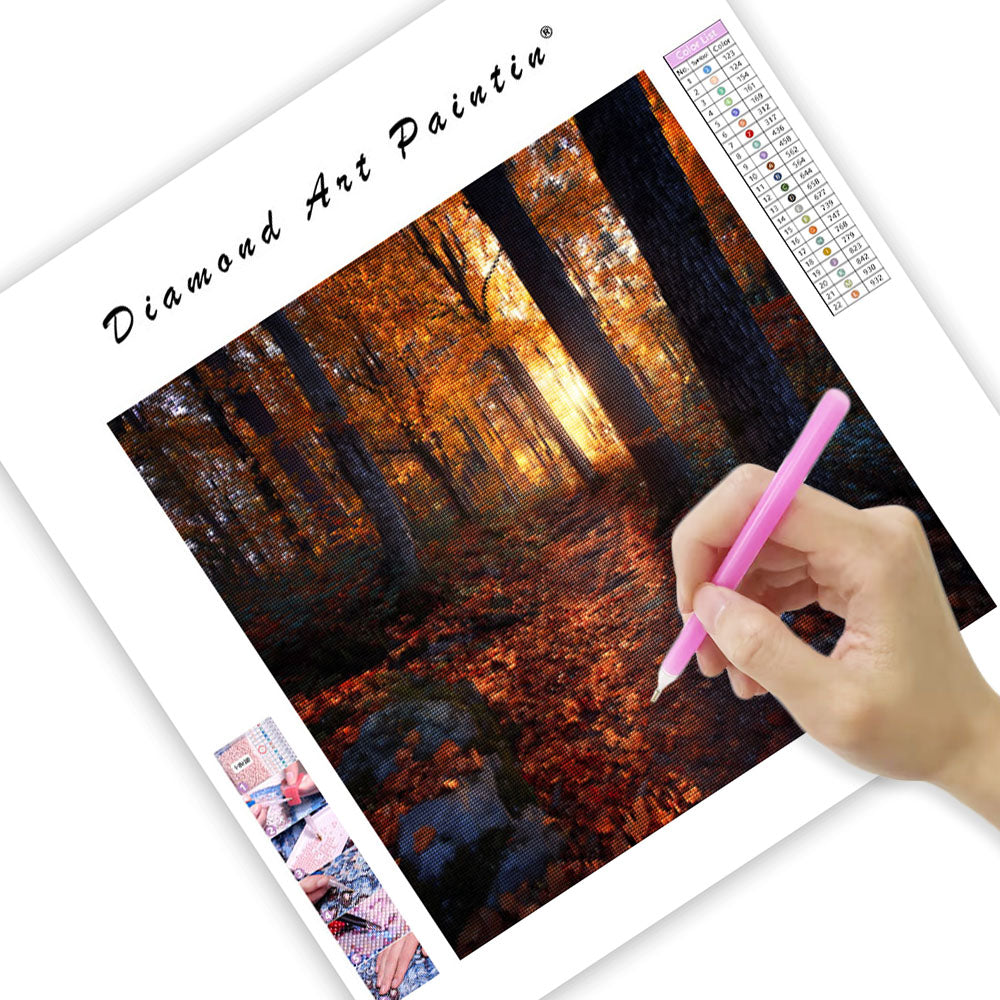 Gyldene Höstskogsstig - Diamantmålning