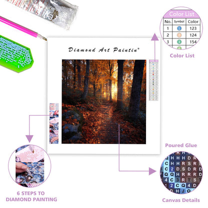 Gyldene Höstskogsstig - Diamantmålning
