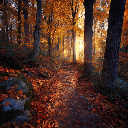Gyldene Höstskogsstig - Diamantmålning