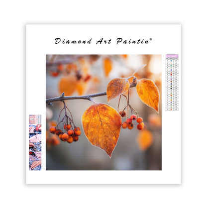 Gyldene Höstlöv och Frostbär - Diamantmålning