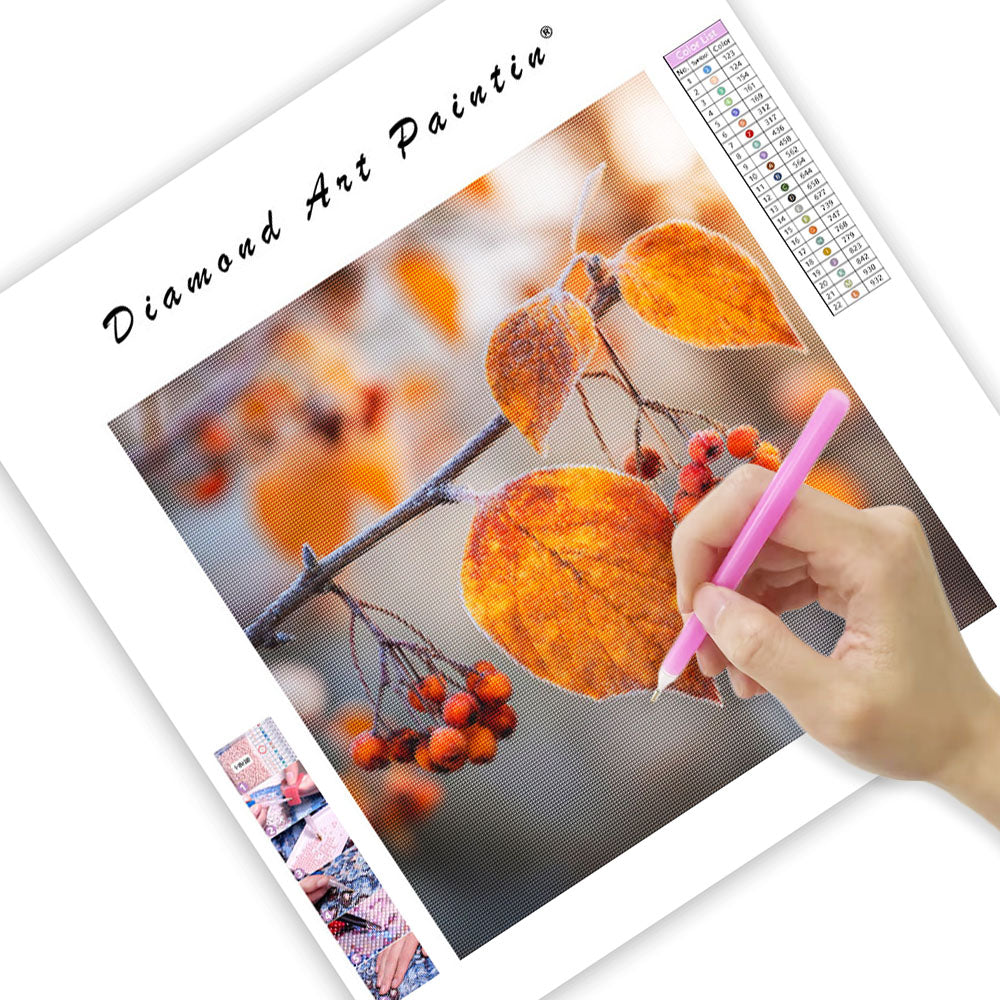 Gyldene Höstlöv och Frostbär - Diamantmålning