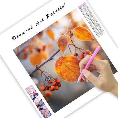 Gyldene Höstlöv och Frostbär - Diamantmålning