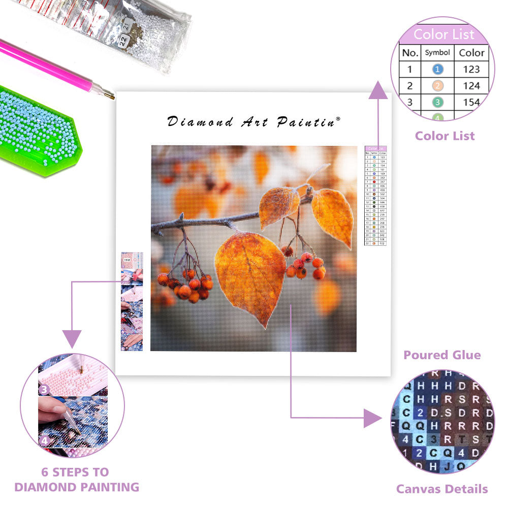 Gyldene Höstlöv och Frostbär - Diamantmålning