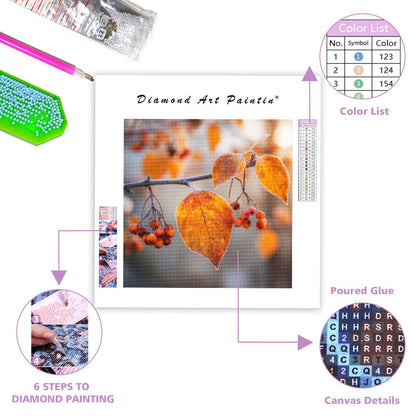 Gyldene Höstlöv och Frostbär - Diamantmålning