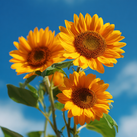 Gyldene Solrosor och Blå Himmel - Diamantmålning