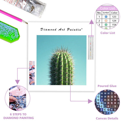 Grön Kaktus - Diamantmålning
