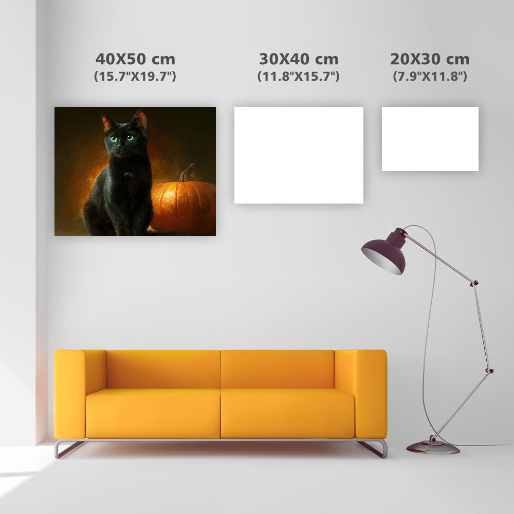 Halloweenkatt och Pumpa - Diamantmålning