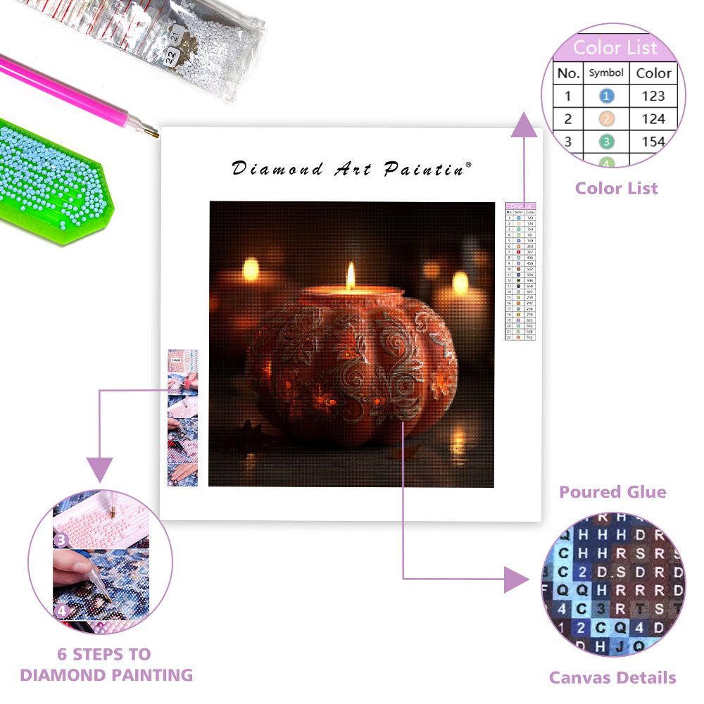 Halloweenpumpalykta - Diamantmålning