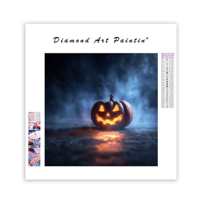 Läskig Halloweenpumpalykta - Diamantmålning