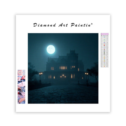 Spökhus i Månsken - Diamantmålning
