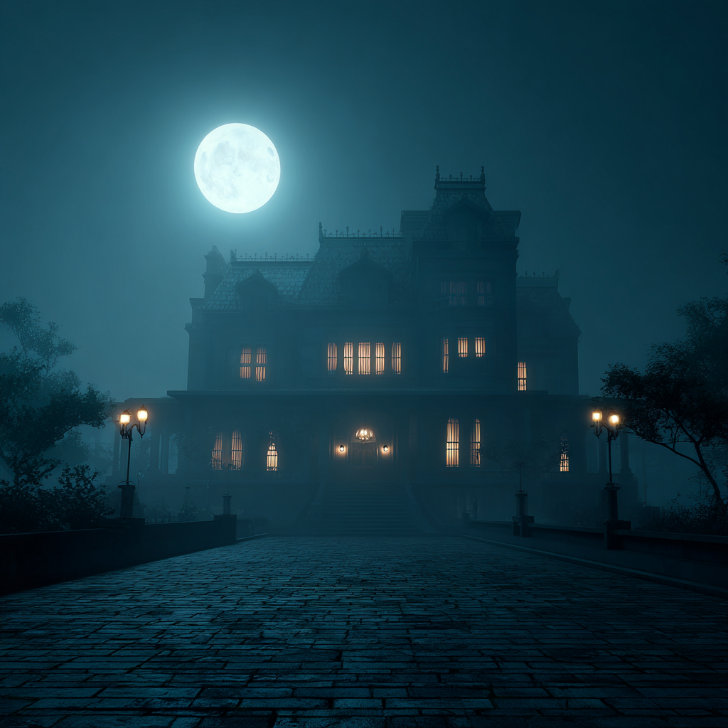 Spökhus i Månsken - Diamantmålning