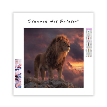 Lejon i Solnedgång - Diamantmålning