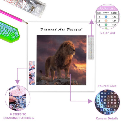Lejon i Solnedgång - Diamantmålning