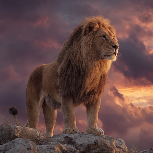 Lejon i Solnedgång - Diamantmålning