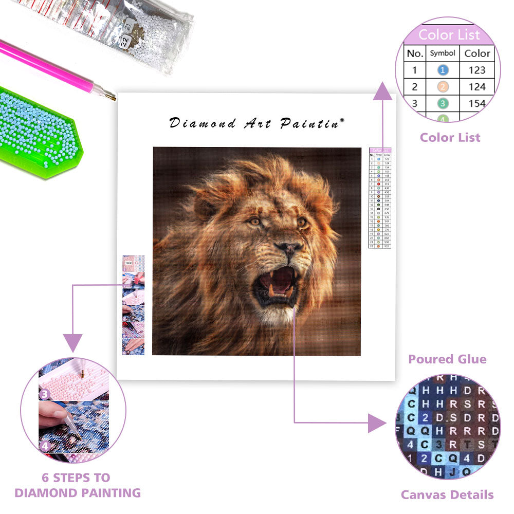 Lejon på Savannen - Diamantmålning