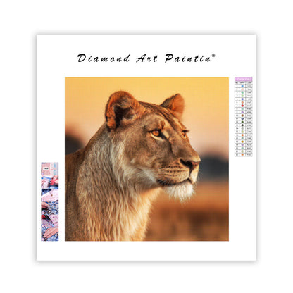 Lejoninna på Savannen - Diamantmålning