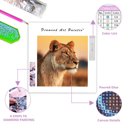 Lejoninna på Savannen - Diamantmålning
