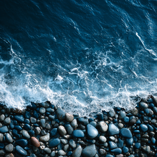 Minimalistiska Djupblå Havsvågor - Diamantmålning