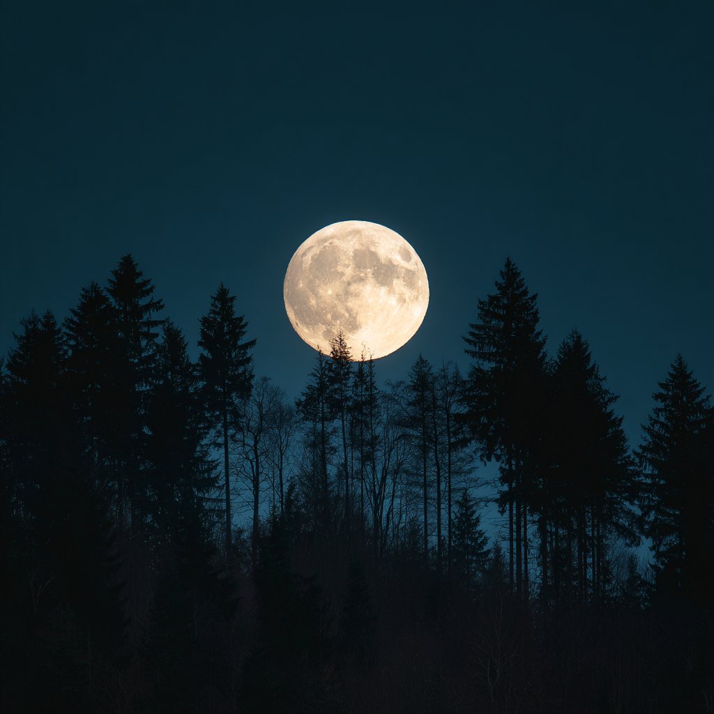 Måne och Tyst Skogsnatt - Diamantmålning