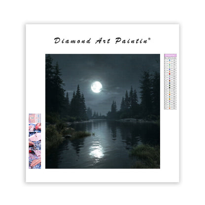 Månbelyst Sjö - Diamantmålning