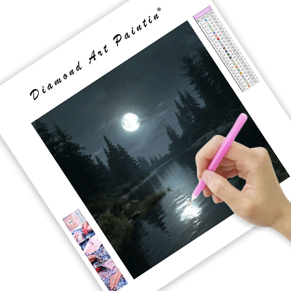 Månbelyst Sjö - Diamantmålning