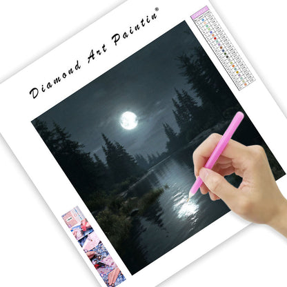 Månbelyst Sjö - Diamantmålning