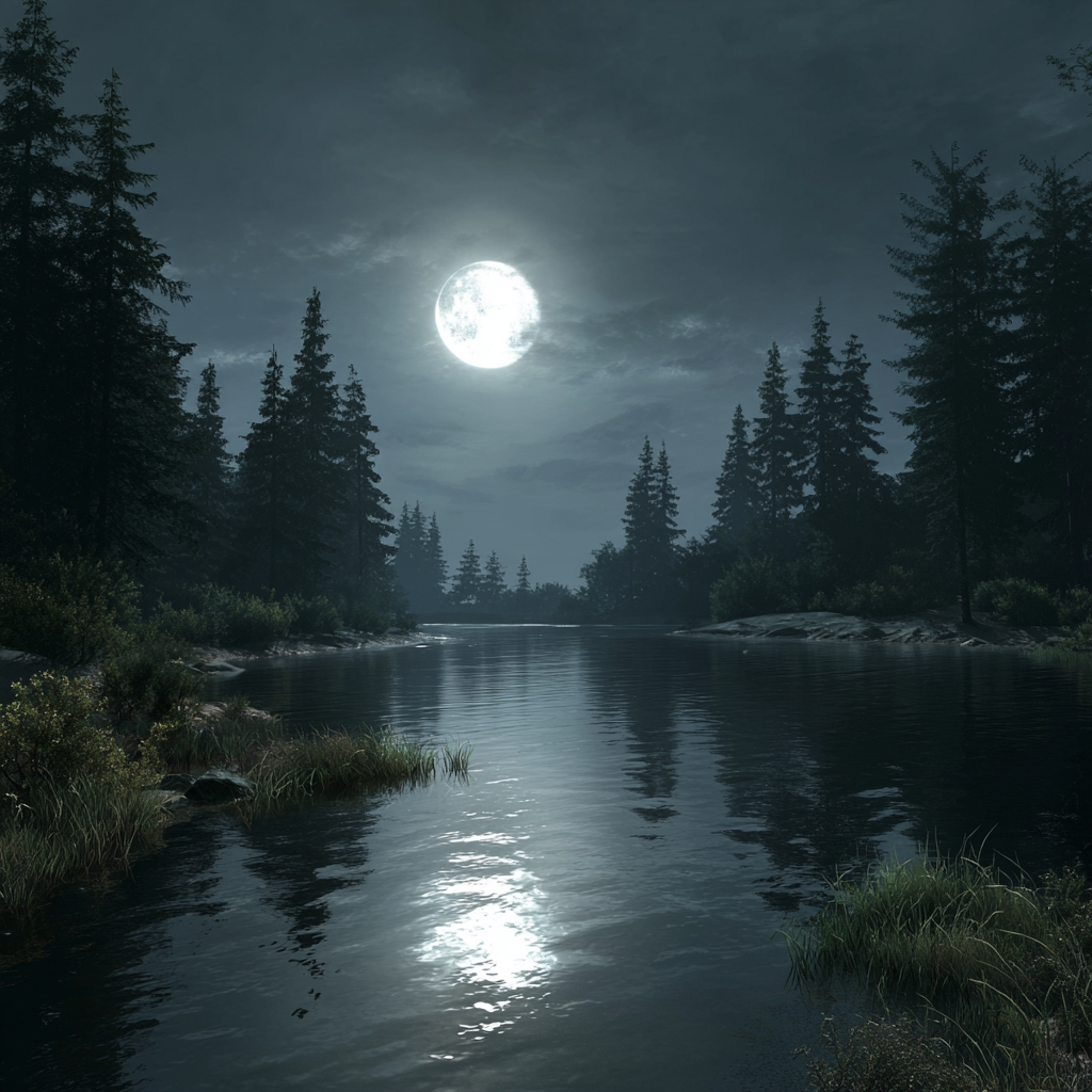 Månbelyst Sjö - Diamantmålning