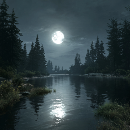 Månbelyst Sjö - Diamantmålning