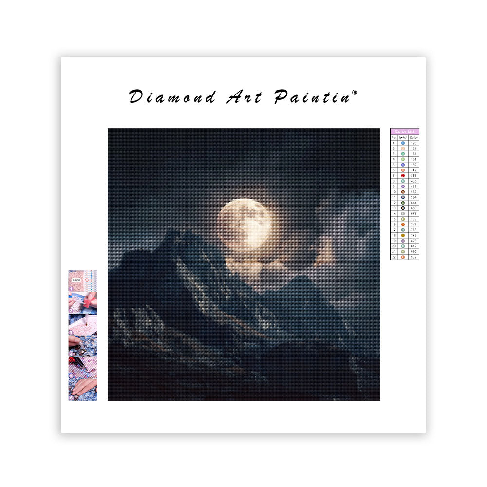 Månbelyst Bergslandskap - Diamantmålning