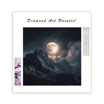 Månbelyst Bergslandskap - Diamantmålning