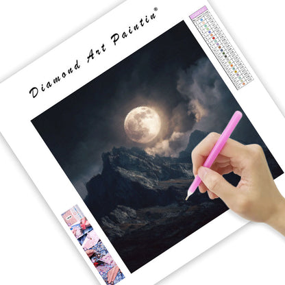 Månbelyst Bergslandskap - Diamantmålning