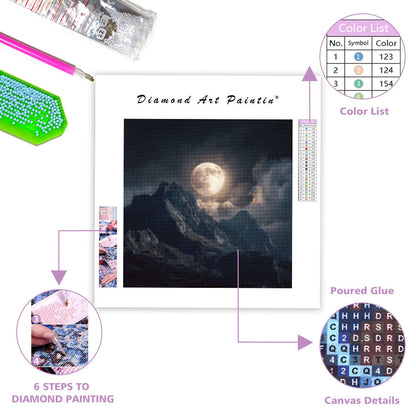 Månbelyst Bergslandskap - Diamantmålning