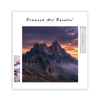 Bergskedja i Soluppgång - Diamantmålning