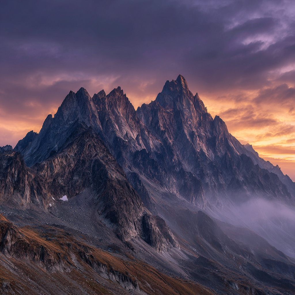 Bergskedja i Soluppgång - Diamantmålning