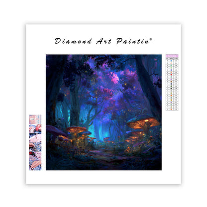 Mystisk Glödande Skog - Diamantmålning