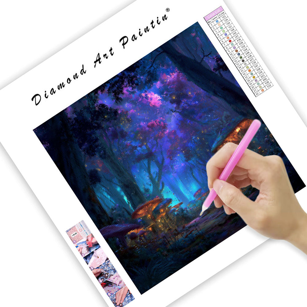 Mystisk Glödande Skog - Diamantmålning