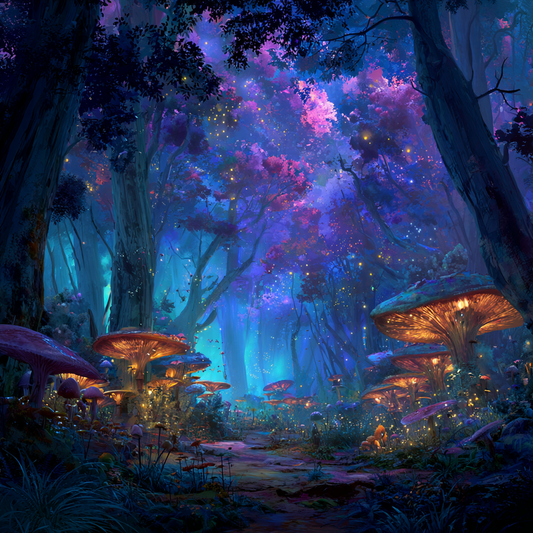Mystisk Glödande Skog - Diamantmålning