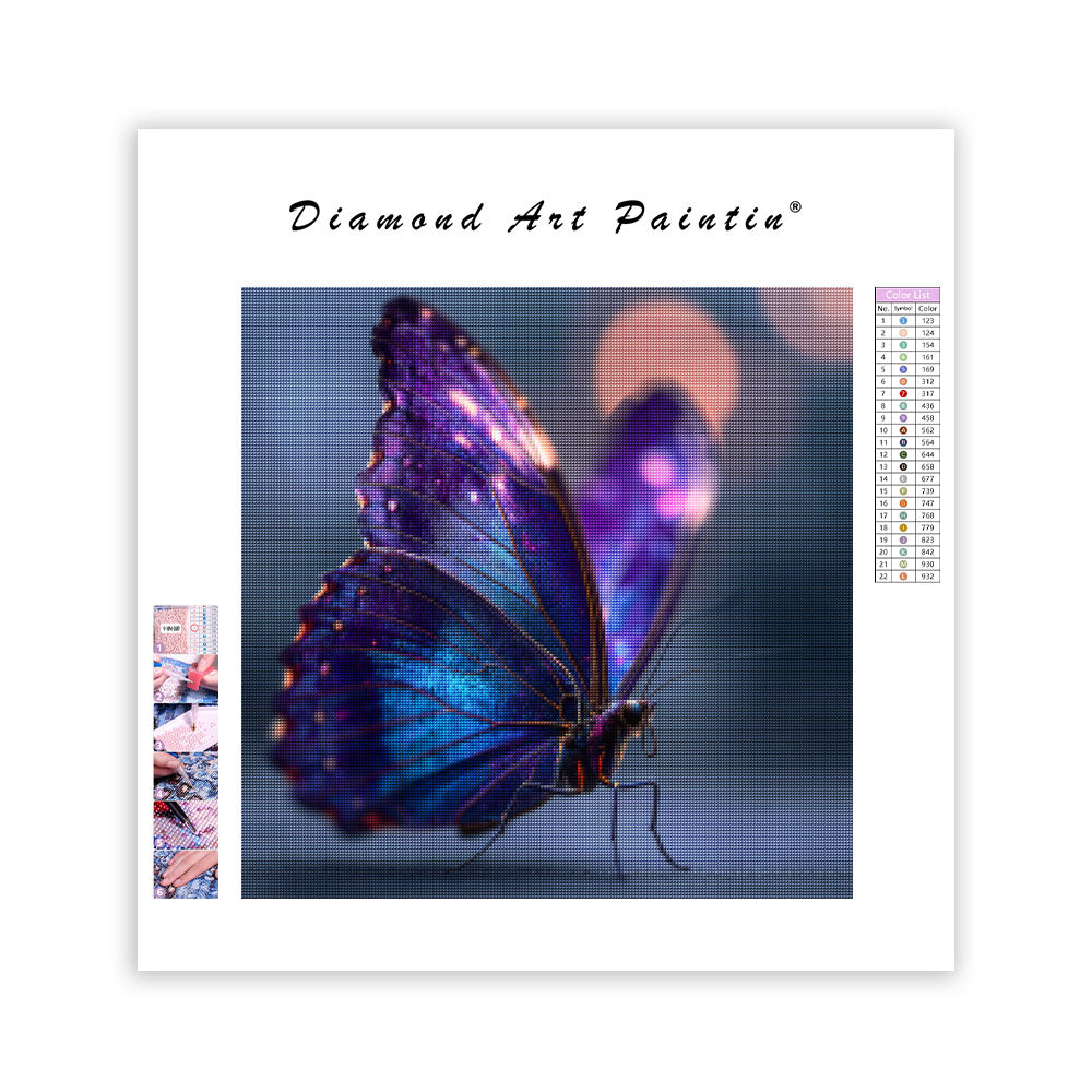 Mystisk Lila Fjäril - Diamantmålning