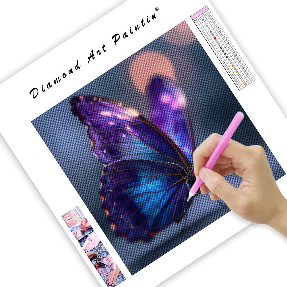 Mystisk Lila Fjäril - Diamantmålning