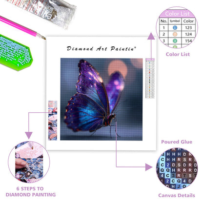 Mystisk Lila Fjäril - Diamantmålning
