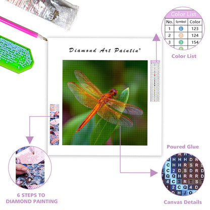 Orange Trollslända - Diamantmålning