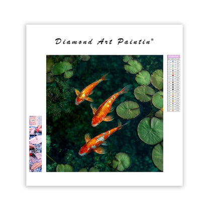 Orange Koi-fisk och Näckrosblad - Diamantmålning
