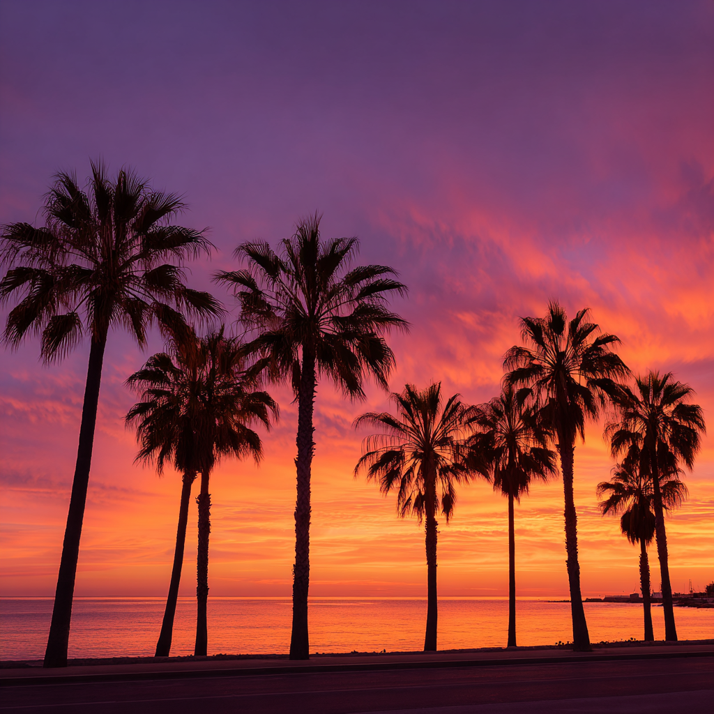 Palmträd och Solnedgång - Diamantmålning