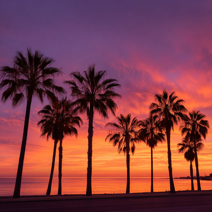 Palmträd och Solnedgång - Diamantmålning