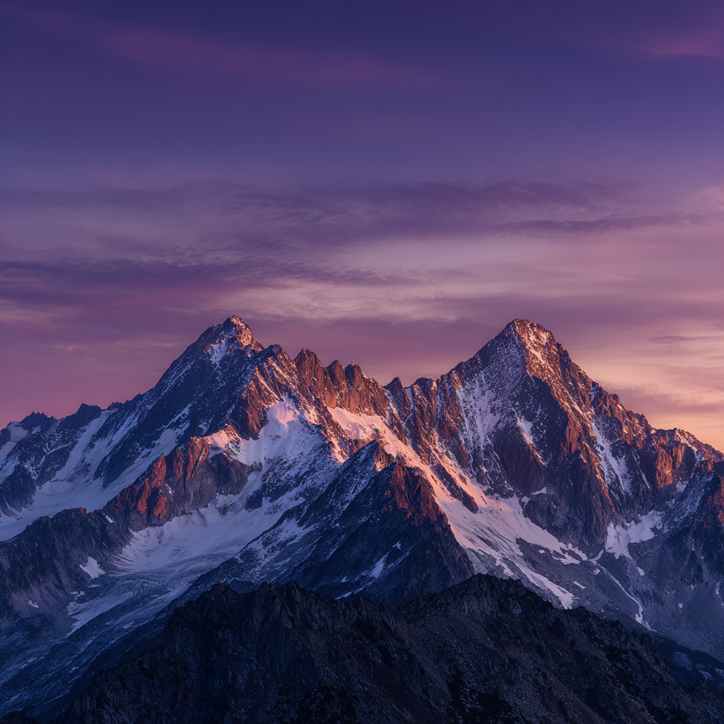 Lila Gryning och Bergssilhuetter - Diamantmålning