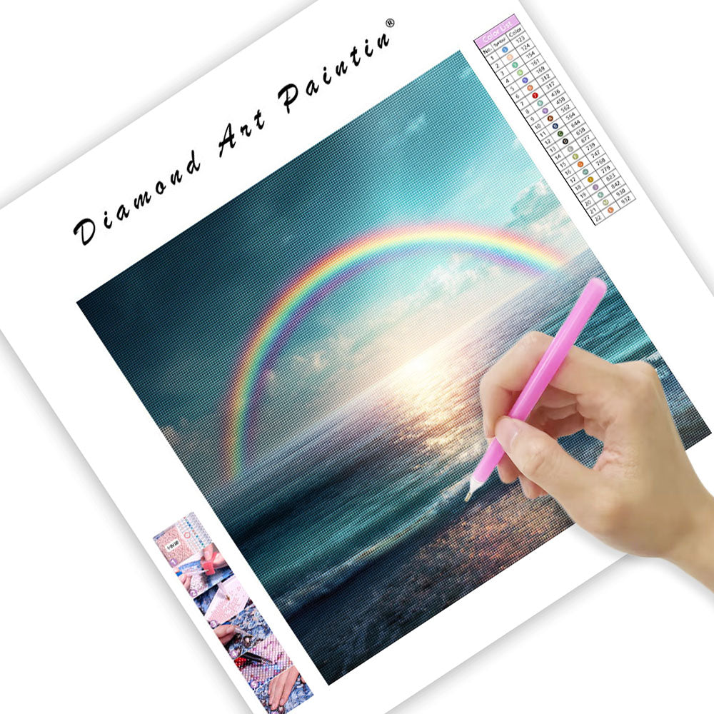 Regnbåge över Lugnt Hav - Diamantmålning