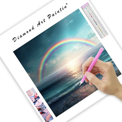 Regnbåge över Lugnt Hav - Diamantmålning